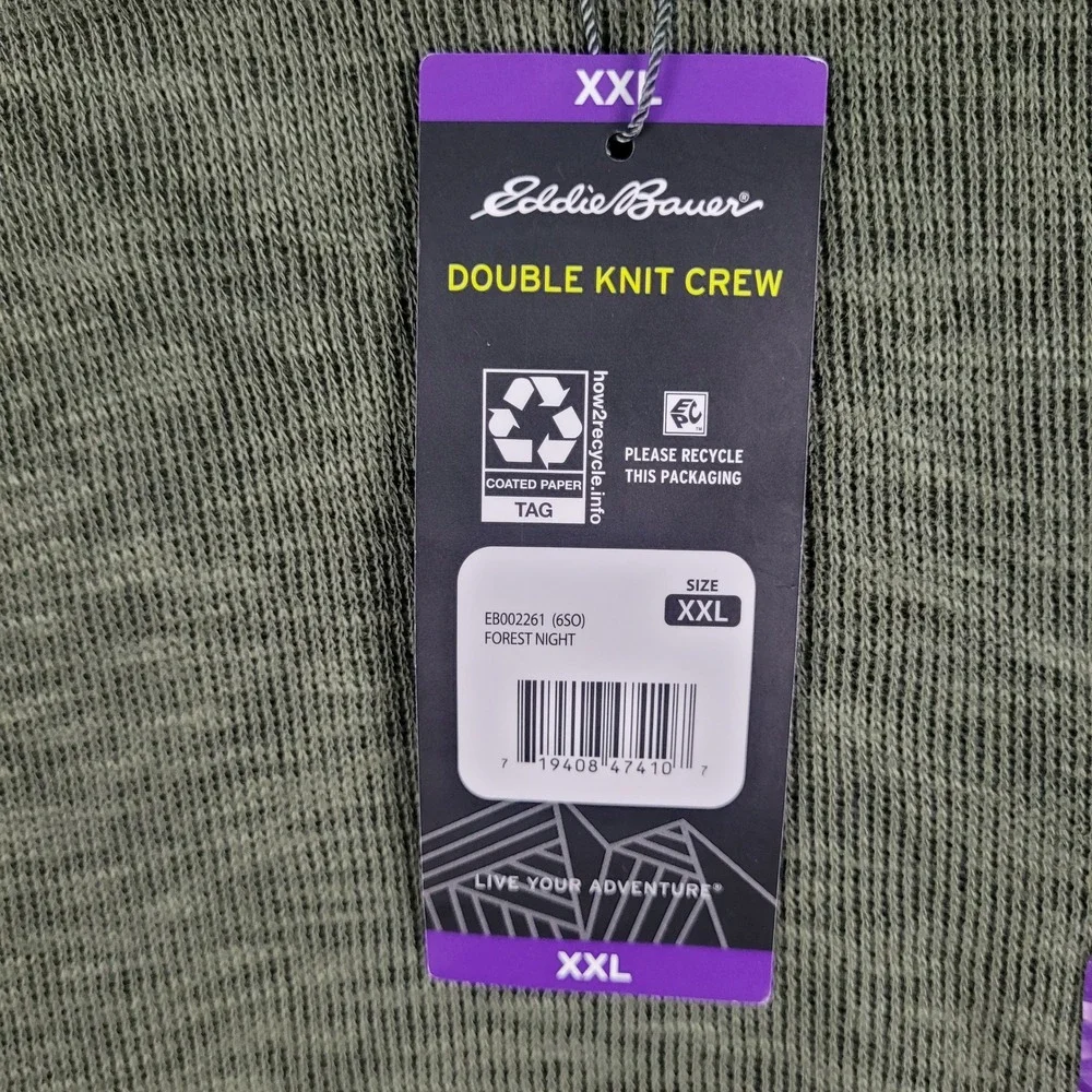 Eddie Bauer Double Knit Crew Mens XXL Forest Night Green NWT EB002261 Sweatshirt - Picture 3 of 14